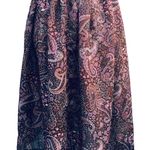 Vintage 70s 80s Dimension V Sheer Brown Pink Paisley Knee Length Skirt Midi S Photo 0