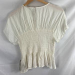 WAYF NWT  Crop Top Smocked Waist Ivory White Size Medium Photo 4