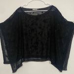 Scala  Black Sheer Floral Blouse Photo 4