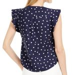 Maison Jules Womens Navy Polka Dot Cap Sleeve V Neck Top XL Photo 1
