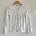 Madewell Ribbed Button-Front Cardigan in Eyelet White, Size XXS Photo 5