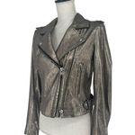 IRO  Luigaspe Leather Metallic Moto Jacket Photo 4