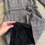 ZARA Brown Plaid Checkered Mini Dress Belted Mock Neck Elevated Size Small Photo 7