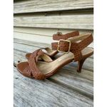 Diane Von Furstenberg  Brown Leather Woven‎ Dressy Strappy Heels Sandals Size 7 Photo 5