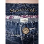 Maurice's Low Rise Jeans Size 5/6 Wide Leg Bootcut Embroidered Pockets Blue Boho Photo 3