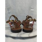 Sam Edelman Sandal Gigi T-Strap Woman's 8.5 Python Coral Leopard Boho Beach Photo 4