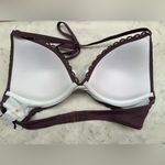 Shade & Shore  Knit Crochet Underwire Padded Push Up Bikini Top Purple Sz 38B New Photo 9