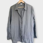 J. Jill Love Linen Long Sleeve Button Up Shirt size XL Petite Gray Beachy Preppy Photo 0