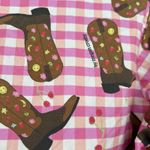 Megan Crosby Lila Cowboy boots mini Dress pink combo back tie size medium Photo 3