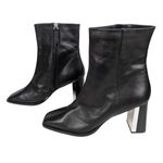 LINEA PAOLO Black Leather Valentin Heeled Ankle Bootie Square Toe Women's 9.5 Photo 4