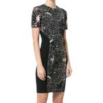 Yigal Azrouel Coral Reef Burnout Black Tan Short Sleeve Sheath Dress size 10 Photo 1