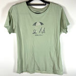 Life is Good Shirt Womens M Green I Like It Here Beach Lounge Chair Classic Fit Photo 0