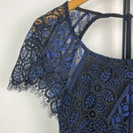 For Love & Lemons For Love‎ & Lemons Black Blue Lave Lyla Open Back Short Sleeve Mini Dress Photo 4