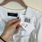 o.p.t Adina White Linen Midi Lace Dress Button Front 8 NWT Puff Sleeves Photo 4