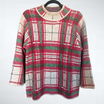 Entro Holiday Plaid Knit Sweater in Taupe Size S Photo 0
