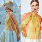 Hunter Bell NWT  Savannah Pleated Mock Neck Long Blouson Sleeves Top Pastel Photo 1
