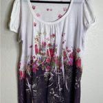 Casual Freedom Womens 2X Colorful Floral Top Shirt Sheer Fairy Boho Cottage Size XXL Photo 0