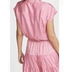 Rebecca Minkoff Ollie flounce dress pink punch animal print pearl button size XL Photo 2