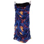 Pretty Little Thing  Dress Womens 0 Blue Abstract Ruched Halter Mini Bodycon Party Photo 2