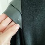 Vintage 80s 100% wool leather shoulder double breasted long over coat size XXL Black Photo 5