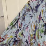 Tianello Washable Silk Blouse Size XL Blue Paisley Tunic 3/4 Sleeves Oversize Photo 8