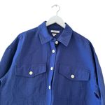 Madewell Super Oversized Shirt Jacket Passport Blue Shacket SZ L #2307 Photo 4