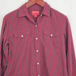CHAPS  Denim Ladies' Snap Button Plaid Check Cowgirl Shirt Large Photo 5
