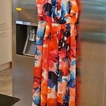 Eliza J ππ Halter Neck Maxi Dress ~ Bold Watercolor Abstract Floral Print 8 NWT Photo 8