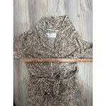 Oscar de la Renta  Women's Leopard Print Plush Robe Belted Shawl Collar Cozy Photo 4