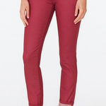 prAna ‎ Womens Red Organic Cotton Low Rise Fitted Pants Size 2 26 Slim Leg NWT Photo 0