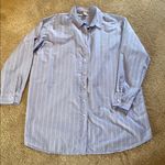 H&M  Cotton L/S Button Down Oxford  Oversized Pin Stripe Shirt Blue White Size 10 Photo 0