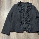 J.Crew Black Wool Ruffle Top/Blazer Size 4 Photo 2
