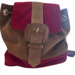 House of Harlow 1960 Juda Mini Backpack Suede Adjustable Straps Red & Brown Photo 0
