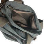 Black & Brown Canvas Shoulder Bag – 3 Compartments – Casual Everyday Tote Photo 8