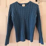 st. john's bay  Womens Large Sweater Cable Knit Long Sleeve Round Neck Pullover Blu Photo 0
