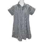 Loft  Navy Blue White Striped Mini Shirt Dress XS 100% Cotton‎ Summer Lightweight Photo 1