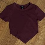 Forever 21 V Bandana Cut Crop Short Sleeve Trendy Maroon Basics Top Size M Photo 0