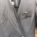 Leslie Fay Vintage  Black Pinstriped Suite Dress Size 10 Photo 2