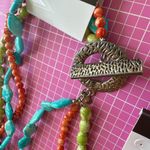 Nine West Multicolor Beaded Layered Necklace Earring Set orange blue green Photo 4