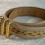 Carlisle  Belt Womens Small Beige Leopard Print Pony Hair Leather Trim Buckle S Photo 0
