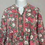 Rain & Rainbow Floral Top Kurti Tunic Peplum Cropped Sleeve Small Women Blouse Pink Photo 4