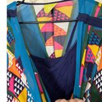 Maeve  Geometric Print V Neck Kimono Style knee length Dress Women US 4 Photo 2