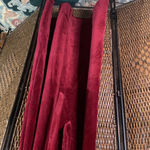 Vintage Velvet Burgundy Maxi Dress with Lace Trim and Attached Belt Size S Red Photo 4