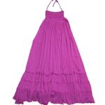 Free People NWT Extratropical Maxi in Dark Pink Crinkled Halter Dress S Photo 5