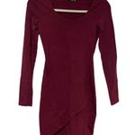 Popular Basics  Burgundy Long Sleeve Bodycon Dress Photo 2