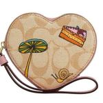Coach NWT X Observed By Us Heart Coin Case Small Wristlet CU405 LT KHAKI LT PINK Photo 0