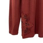 easel  Women’s Burgundy Floral Crochet Cutout Sweater Top Photo 8