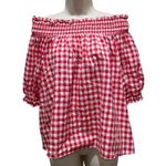 Loft Outlet Gingham Off Shoulder Red White Top Women’s Size Large Photo 0