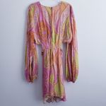 ZARA Bohemian Long Sleeve Open Side Paisley Mini Dress Photo 7