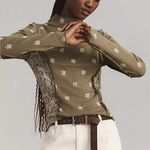 Pilcro  Olive green paisley long sleeve turtleneck top Photo 2